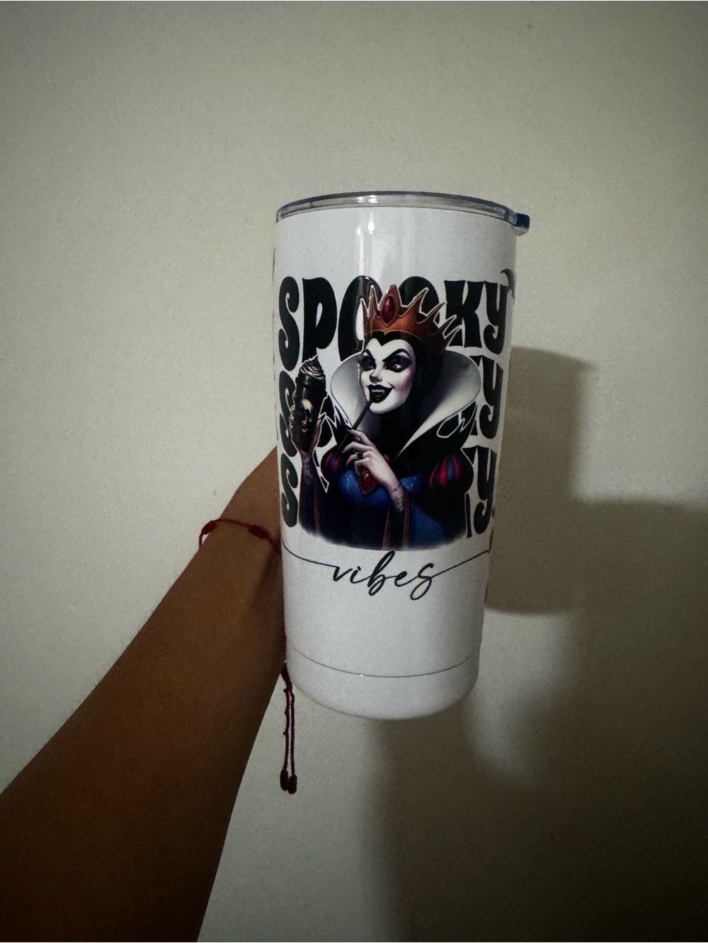 Spooky Vibes White Stainless Tumbler - Halloween Character Design